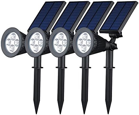 [Upgraded 2 in 1 Installation]GMFive 4 Pack Solar Super Bright Outdoor LED Spotlight for Patio,Landscape, Garden, Driveway, Yard, Lawn, Accents, Security Lighting, Pool Area, Etc
