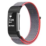 For Fitbit Charge 2 Band, Fintie Nylon Sport Loop Breathable Nylon Replacement Strap Wrist bands with Adjustable Closure for Fitbit Charge 2 HR Smart Fitness Tracker, Electric Pink