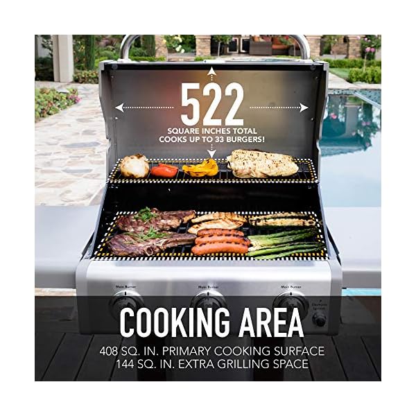 Kenmore-PG-4030400LD-RD-AM-3-Burner-Outdoor-Patio-Gas-BBQ-Propane-Grill-Red