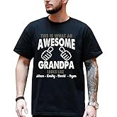 Personalized Papa Shirt, Custom Papa Grandkids Name Shirt, Birthday Christmas Fathers Day Dad Grandpa Gift