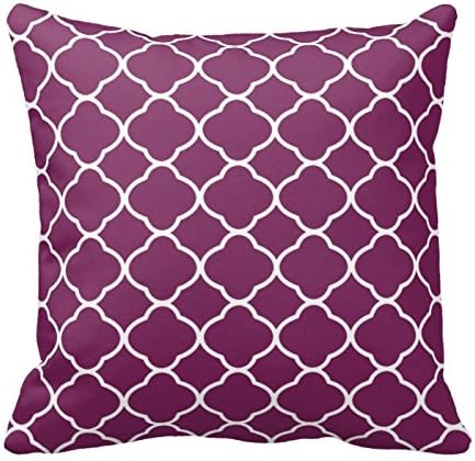 Customized Standard New Arrival Pillowcase Chic Plum Purple And White Quatrefoil Toss Pillow 18 X 18 Square Cotton Pillowcase Cover Cushion