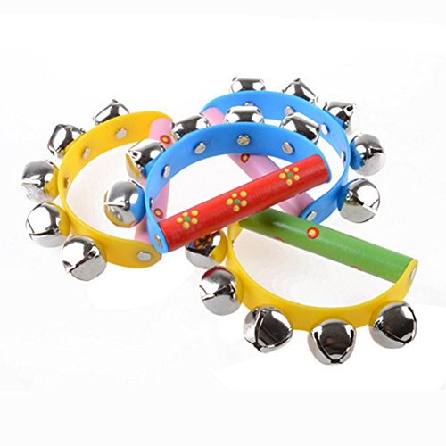 Gbell Cute Rainbow Musical Rattle Toys for Infants, Toddler Wood Jingle Ring Handbell Educational Toys for Baby Girls Boys 0-36 Months,Random Color (A)