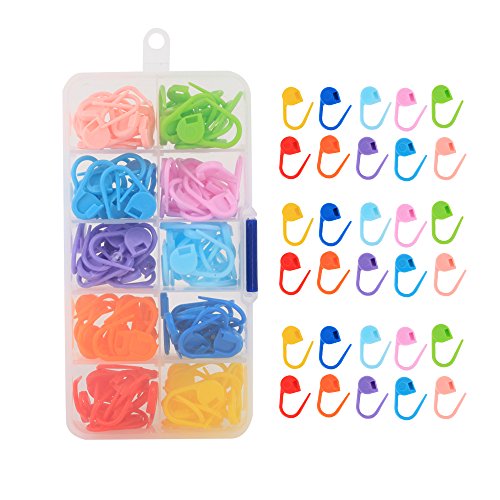 UOOU 240 Pcs Locking Stitch Knitting Crochet Needle Clip Counter Markers Stitch 10 Colors