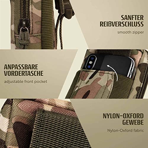 ONEFLOW Funda de supervivencia compatible con ZTE Blade A52 – Funda de nailon con mosquetón, funda táctica EDC con soporte para cinturón, funda exterior – Camo Verde