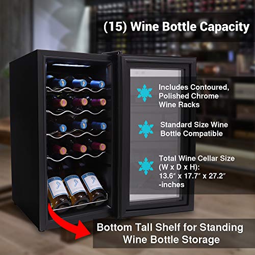 15 Bottle Wine Cooler Refrigerator White & Red Wine Fridge Chiller