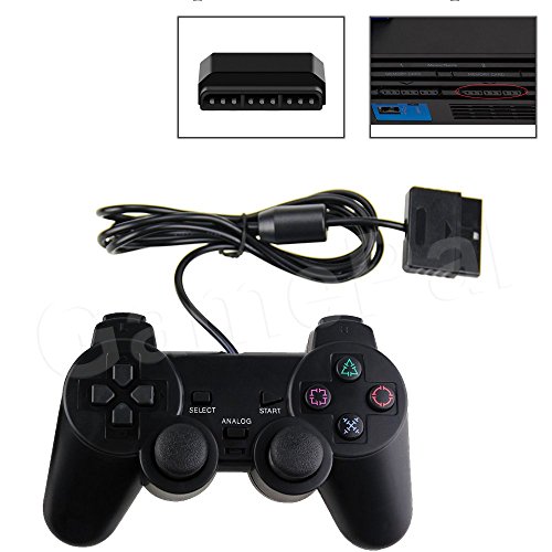 PlayStation 2 Controller, GamePal Double Shock Gamepad for Sony PS2, Wired (Black)