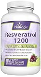 1200 mg Resveratrol by Natrogix - 60 Veggie Caps - Potent Antioxidant, Promotes Healthy Blood Sugar Levels, Immune System & Anti-Ageing w/ Green Tea, Acai & Grape Seed Extract