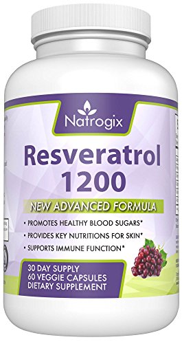 1200 mg Resveratrol by Natrogix - 60 Veggie Caps - Potent Antioxidant, Promotes Healthy Blood Sugar Levels, Immune System & Anti-Ageing w/ Green Tea, Acai & Grape Seed Extract