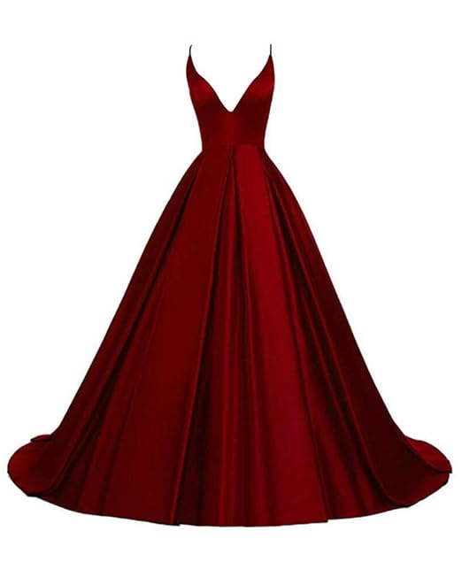 Rosae Satin Abendkleid Lange V-Ausschnitt Satin Hochzeitskleid Mädchen Prom Kleider