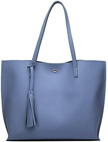 Clearance! Nevera Women Ladies Leather Large Shoulder Bag Tote Purse Travel Bags (Z-Sky Blue)