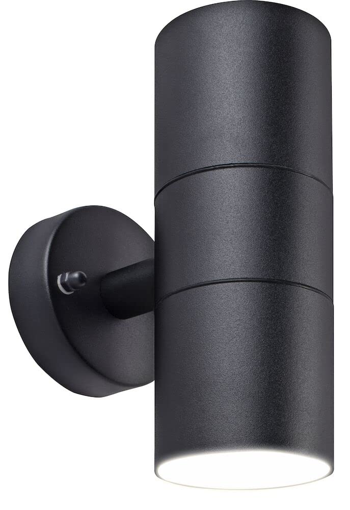 Luceco Exterior Decorative Up and Down Fixed Wall Light, Black, GU10, IP54 Rated (LEXDSSUDBK-01)