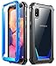 Galaxy A10E Rugged Clear Case, Poetic Full-Body Hybrid Shockproof Bumper Cover, Built-in-Screen Protector, Guardian Series, Case for Samsung Galaxy A10E (2019 Release), Blue/Clear