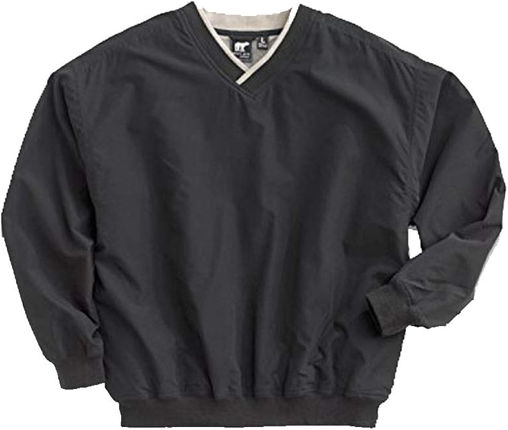 WH. Bear Men's Fully Lined VNeck Golf and Wind Shirt Black/Putty