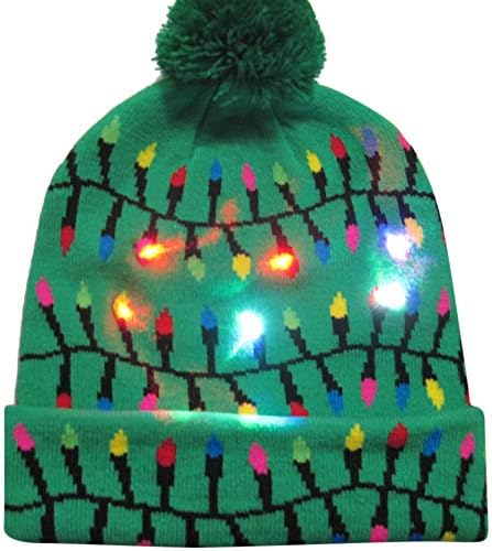 Novelty Hat, Toamen Colorful LED Light-up Merry Christmas Knit Hat Beanie Hairball Warm Cap Gifts, LED Light Detachable