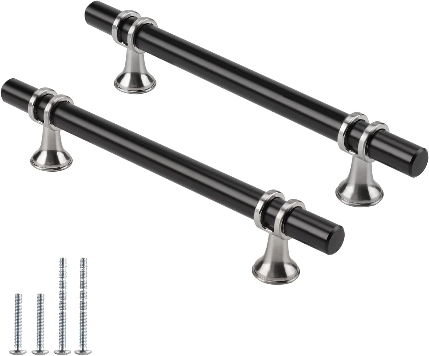 Photo 1 of Rergy Cabinet Handles Drawer Pulls and Knobs, 10Pack Black and Brushed Nickel 5inch Hole Center, Kitchen Hardware for Dresser Handle Zinc Alloy Furniture Pull
