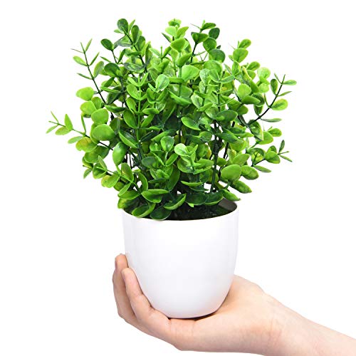 Sunm Boutique Eucalyptus Potted Plant, Mini Artificial Plants with 9