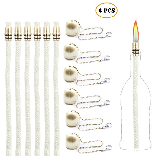 Tiki Torch Kit,Torch Wicks and Brass Wick Mount, Table Top Torch Lantern Kit (6PCS)