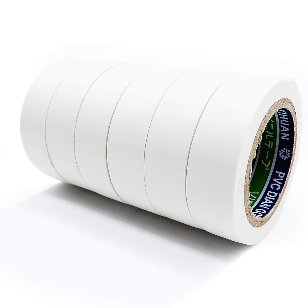 ALBOYI White Electrical Tape 6 Rolls, 17mm x 9m Self Adhesive PVC Insulation Gaffer Tape for Insulating, Repairing and Protecting Wires
