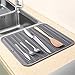 iPEGTOP Durable Silicone Dish Drying Mat Heat Resistant Non-Slip Sink Mat Trivet, Dishwasher Safe Grey Large 17.7 x 15.7 inch, with Stainless Steel Plates Holder
