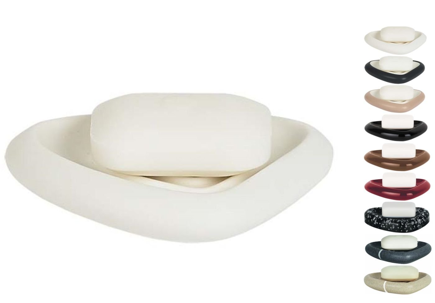 Spirella Etna Soap Dish Stoneware White Height 3 cm x Width 15 cm