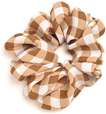 割引 シフォン ギンガム チェック柄 シュシュ ブラウン レディース 女性用 シンプル しゅしゅ ヘアゴム ヘアアレンジ 髪のボリュームアップ 大人 ポップ キレイ カワイイ キュート ガーリー カジュアル ヘアアクセサリー 希望者のみラッピング無料