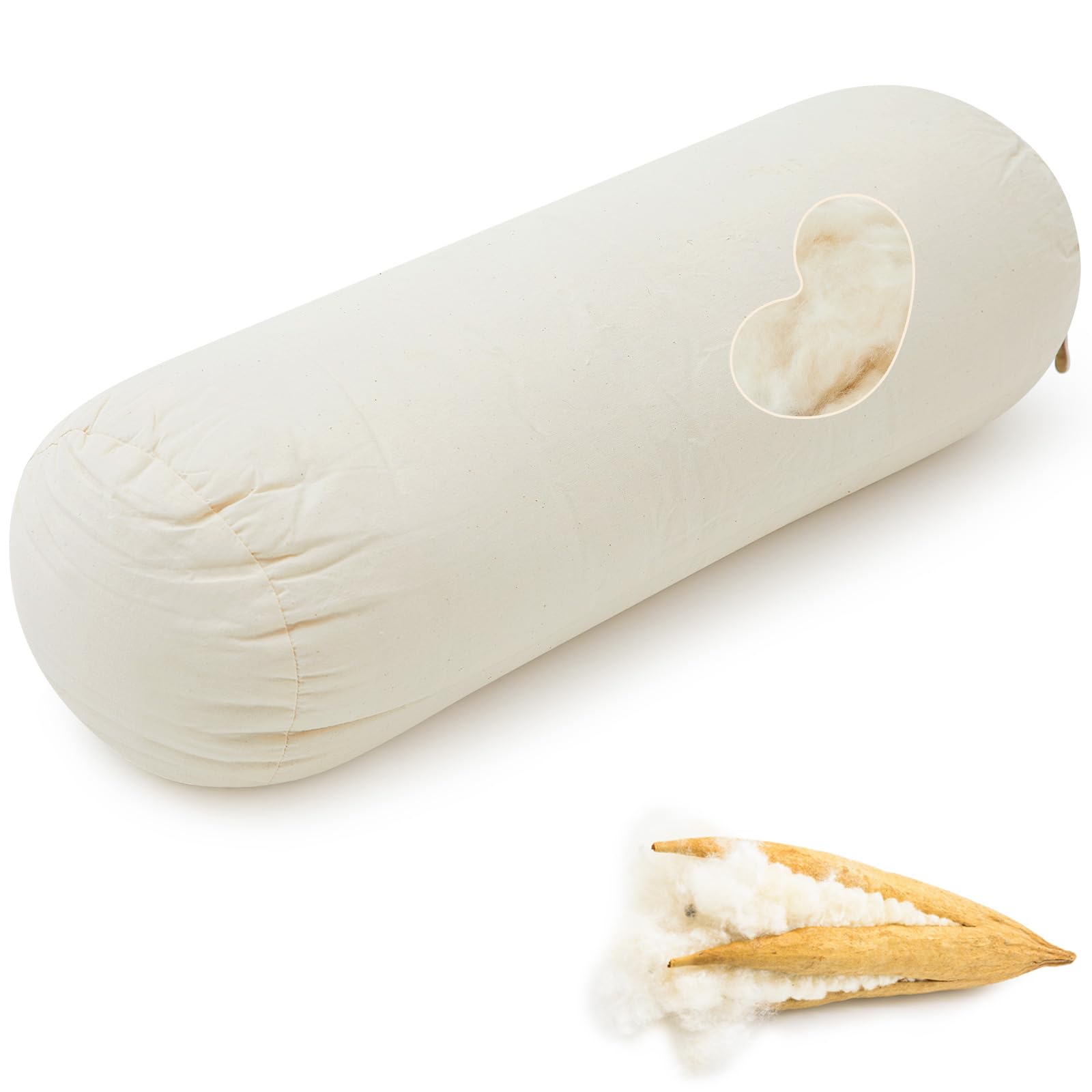 Photo 1 of Leinuosen Organic Kapok Neck Roll Pillow 16" X 6" Tube Roll Bolster Soft and Supportive Pillow for Sleeping Neck Pain Relief, Kapok Filling