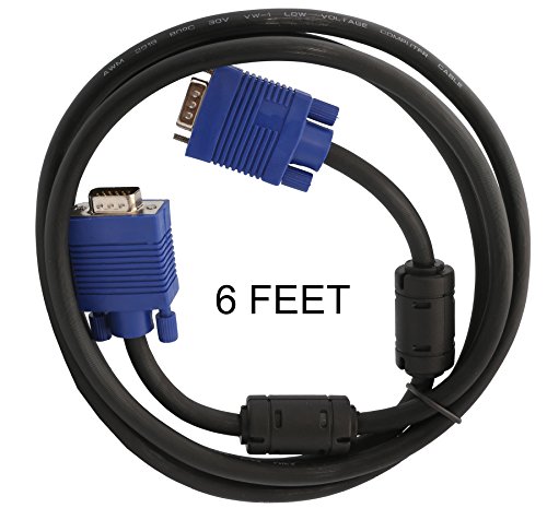 Syba Connectland CL-CAB32002 Ferrite Cores Nickel Plated VGA HD15 Male to Male Cable (6 Feet)