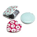 BMC Womens 3 pc Mixed Design Heart Flower Alloy Metal Folding Compact Travel Pocket Beauty Makeup Mirror Set