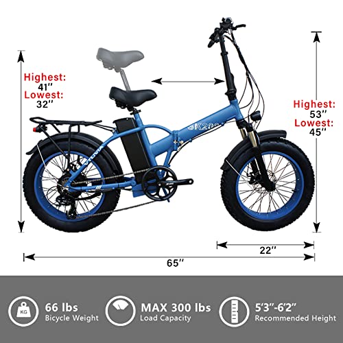 Vtuvia 20" Folding Electric Bike for Adults, 4.0 Fat Tire Bicycle
