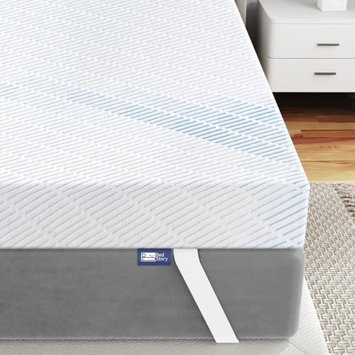 BedStory Gel Topper 180x200cm 7,6cm Höhe Matratzentopper aus Gel Memory Foam，H2&H3 Gel Schaum Bambus Topper mit atmungsaktivem Bezug für Wohnwagen Sch
