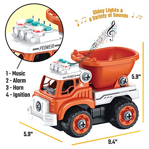 RC Toy Trucks Set 4in1 Take Apart Toys Farm Tractor with Electric