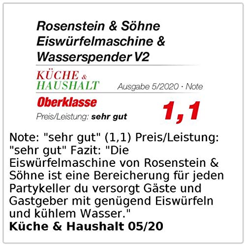 Rosenstein & Söhne Eiswürfel Maschinen: Eiswürfelmaschine & Wasserspender V2 mit XL-Display, Edelstahl-Gehäuse… – Bild 7