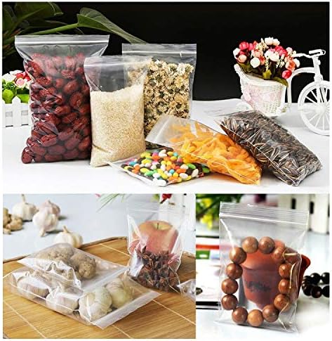 500pcs Grip Seal Bags 5 Mixed Size Reusable Poly Zip Lock Resealable Small Clear Plastic Bags for Christmas Food Jewellery Craft Beads Storage - Image 5