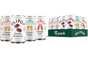 OLIPOP Prebiotic Soda Pop, Classic Soda Variety Pack, A New Kind of Soda Packed with Prebiotics, Fiber, and Botanicals, Gluten Free, Vegan, GMO Free, 12oz (12-Cans)