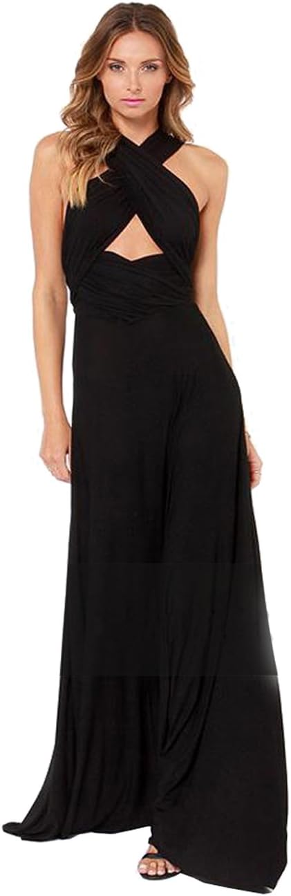 Lanliu Women's Sexy Creative Lady Full Length Prom Gown Evening/formal Convertible Dress (M, Black)