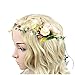 Meiliy Bridal Flower Garland Headband Flower Crown Hair Wreath Halo with Adjustable Ribbon for Wedding Festivals