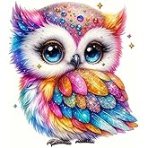 Rainbow Gemstone Owl Bird Feather PVC Vinyl Car Decals Stickers Waterproof Self-Adhesive Decals for Cars, Laptops, Trucks, Motorcycles Wall Window Luggage Scratch Cover Door Decor Sticker