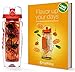 Hydracy Fruit Infuser Water Bottle - 32 oz Sports Bottle - Time Marker & Full Length Infusion Rod + 27 Fruit Infused Water Recipes eBook Gift - Lava Orange