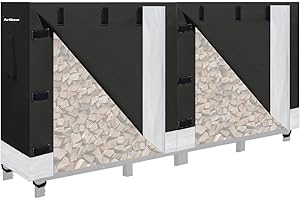 Artibear 8ft Firewood Rack Cover for Wood Holder, Waterproof Wood Pile Cover for Outside, Indoor Outdoor Log Rack Cover for Firewood with Buckle, Black (Frame not Include)