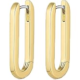 gorjana - Parker Huggies 7/8" Drop - 18k Gold Plated - Stylish Paper Clip Design - Surgical Steel Post - High-Shine Finish - Secure Hinge Closure - Daily Earring Wear