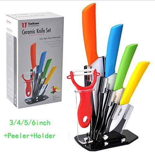 [Bear Life] Ceramic knives Ceramic knife set Include 1x Peeler,1x 3 inch Peel Knife, 1x 4 inch Paring Knife, 1x 5 inch Utility Knife, 1x 6 inch Chef Knife and 1x Acrylic Knife Holder in Retail Package