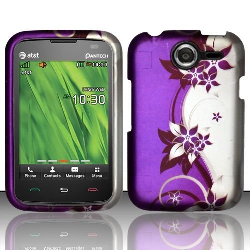Purple Vines Hard Case Snap On Rubberized Cover For Pantech Renue P6030 (AT&T)