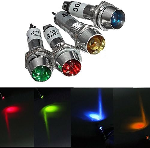 4PCS DC 12V 8mm Car LED Dashboard Warning Indicator Signal Light Lamp Panel Dashboard Dash Car Boat Red Amber Blue Green