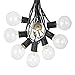 G50 Patio String Lights with 25 Clear Globe Bulbs Outdoor Cafe Hanging Lights Black Wire - 25 Feet