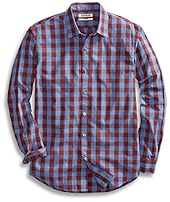 Goodthreads Men's Standard-Fit Long-Sleeve Large Check Shirt, Blue/Burgundy, Large