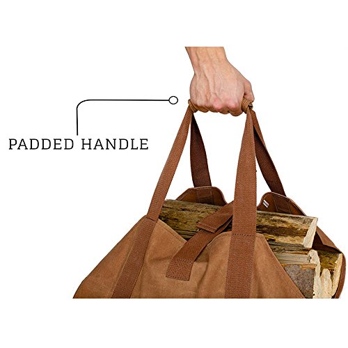 image for ANTING Waxed Canvas Firewood Log Carrier Fireplace Wood Tote Bag Holde