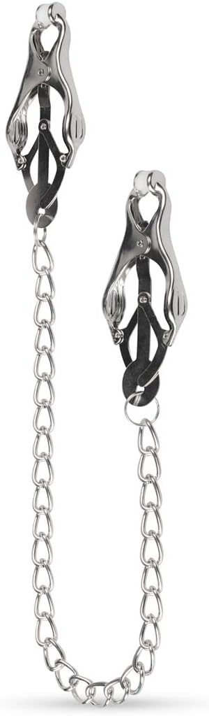 EasyToys Fetish Collection Japanese Clover Clamps with Chain, Silver