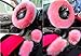 Audew Universal Steering Wheel Cover Pink Plush Wool Soft Fluffy Steering Cover Guard Truck Car Accessory 1 Set 3 Pcs