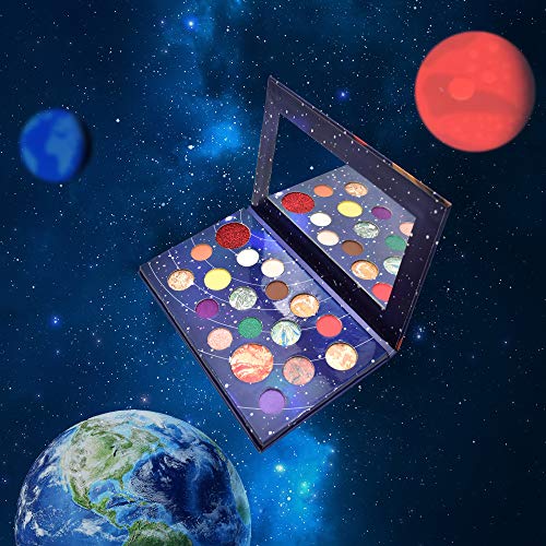 FREEORR 18 Colors Galaxy Shade Palette, Long Lasting Waterproof Multi Reflective Shimmer Matte Glitter Pressed Pearls Eyeshadow Makeup Pallet