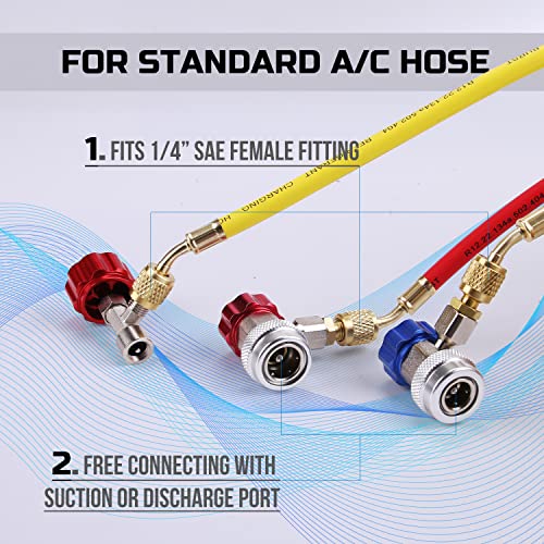 Lichamp AC R134A Adapters Kit, 134a Quick Couplers with Self Sealing